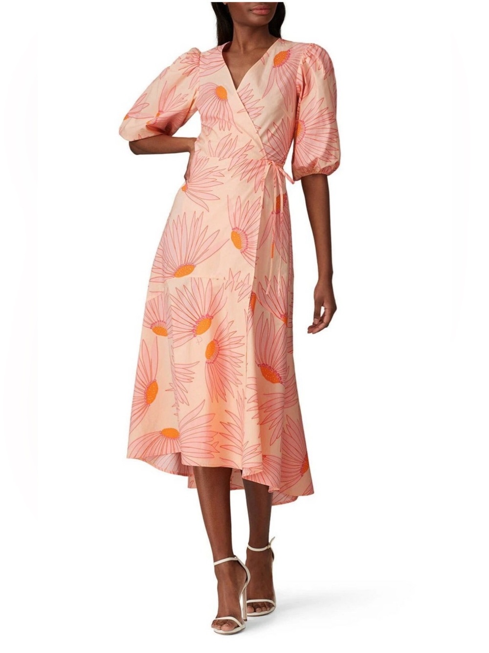 Kate Spade Falling Flowers Wrap Dress Size 4 Cotton MSRP $378